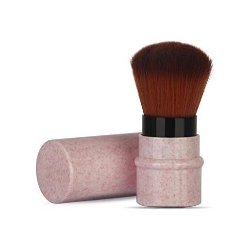 Yosoo Health Gear pennello per trucco fard, pennello per viso kabuki retrattile, pennello per trucco portatile per applicare polveri, fard, bronzer, fondotinta, cosmetici minerali(rosa)