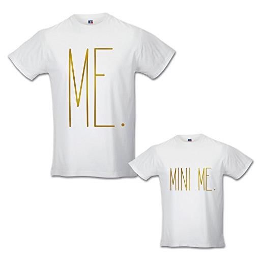 Babloo coppia di t-shirt magliette papa' e figlio/figlia idea regalo festa del papa' me e mini me oro nere uomo xl - bimbo 7-8 anni