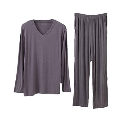 Disimlarl plus size 8xl uomo pigiama imposta modale home wear traspirante casual morbido pigiami set, grigio scuro9, xxxxxl