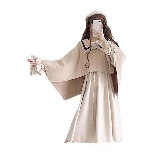TKSYS plus size autunno e inverno giapponese abito con colletto for bambole gonna slim mantella cappotto da donna (color: apricot, size: 3xl)