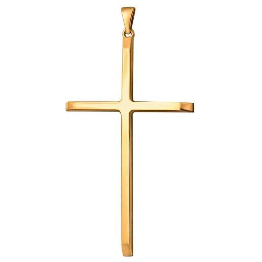 CLEVER SCHMUCK ciondolo a forma di croce grande, in oro giallo 333, 5,5 x 3 cm, 8 carati, unisex