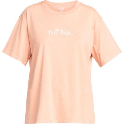 Roxy - t-shirt - moonlight sunset a tee cafe creme per donne in cotone - taglia xs, s, m, l - rosa
