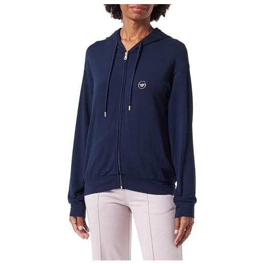 Emporio Armani studs micromodal loungewear zip sweatshirt, t-shirt donna, blu (marine), l