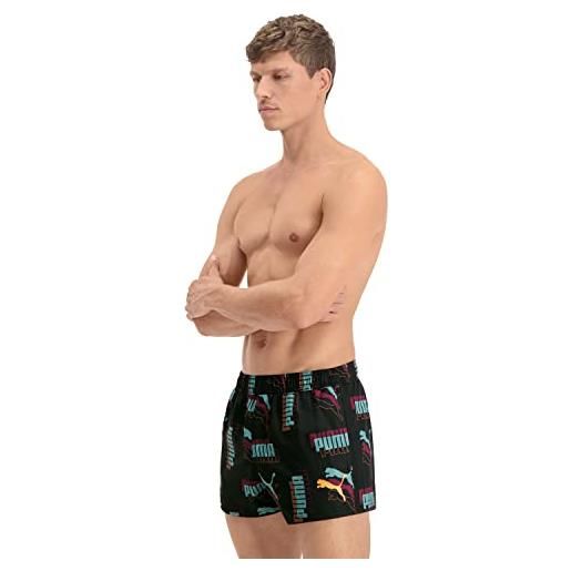 PUMA logo print shorts, pantaloncini da surf uomo, moss green combo, s