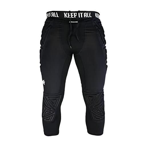 KEEPERsport - pantaloni da portiere imbottiti 3/4 per adulti e bambini - pantaloni protettivi per allenamento e gioco - taglia 128-xxl - colore nero