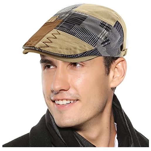 FEOYA berretto da uomo con visiera piatta regolabile driving cabbie jagd flatcap winterwarm newsboy cap, e4. , taglia unica