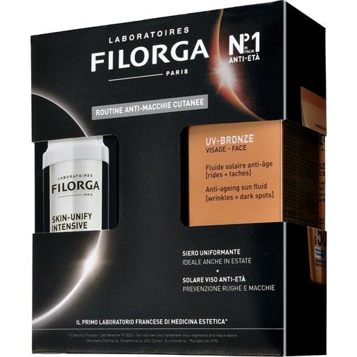 Filorga cofanetto skin-unify intensive + uv bronze face spf50+ cofanetto solare, coffret solare, cofanetto antimacchie