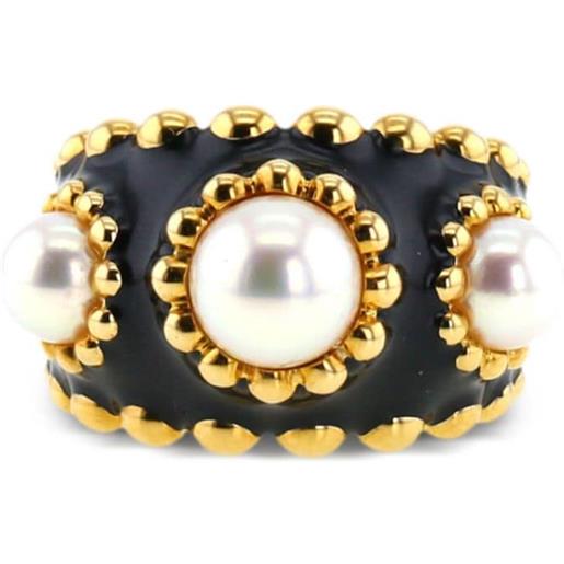 CHANEL Pre-Owned - anello in oro 3 symboles 2010 - donna - lacca/perle/oro giallo - 55