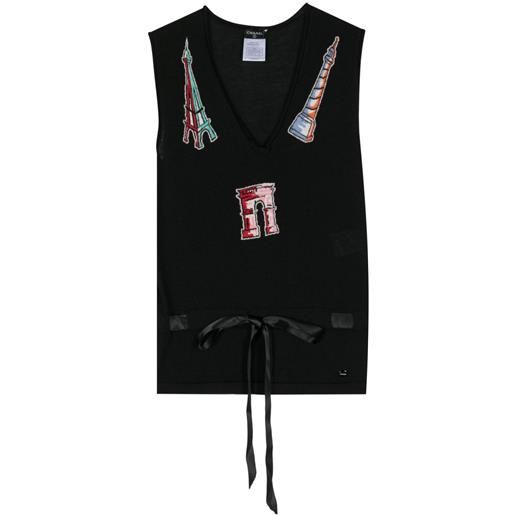 CHANEL Pre-Owned - canotta lunga 2006 - donna - cashmere/seta - taglia unica - nero