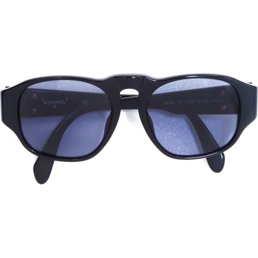 CHANEL Pre-Owned - occhiali da sole cc tondi - donna - plastica - taglia unica - nero