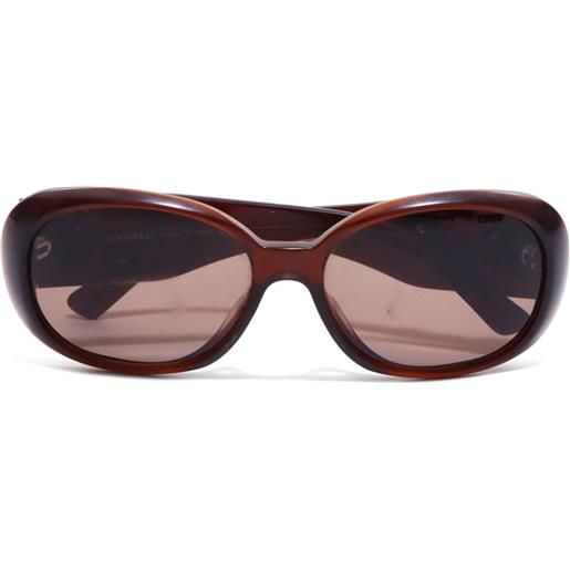 CHANEL Pre-Owned - occhiali da sole camellia ovali 2000 - donna - plastica - taglia unica - marrone