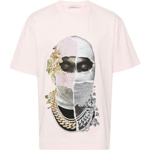 Ih Nom Uh Nit t-shirt con stampa newspaper mask - rosa