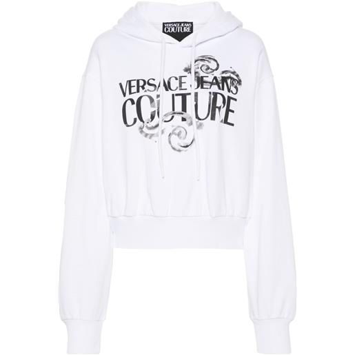 Versace Jeans Couture felpa con cappuccio e logo watercolor couture - bianco