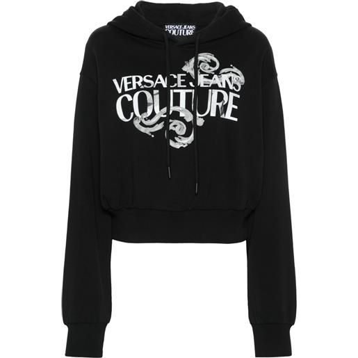 Versace Jeans Couture felpa con cappuccio e logo watercolor couture - nero