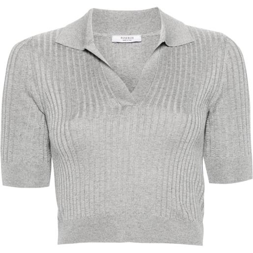 Peserico maglione stile polo crop - grigio