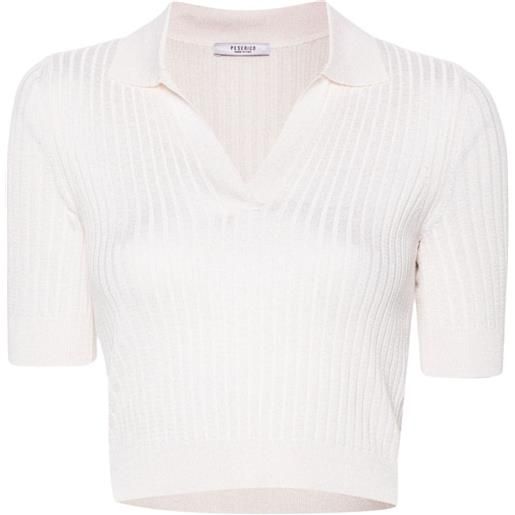 Peserico maglione stile polo crop - bianco