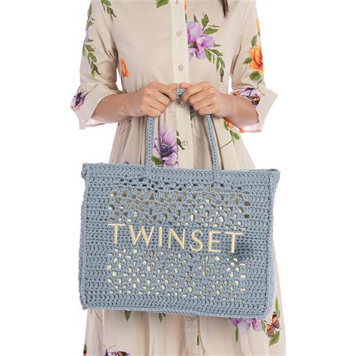 TWINSET borsa shopper TWINSET bohemien in tessuto, colore carta da zucchero
