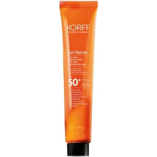 KORFF BEAUTY korff sun secret fluido viso uniformante anti age spf50+ colorato light 50ml - protezione solare e anti invecchiamento
