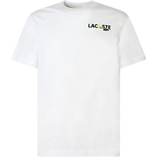 LACOSTE t-shirt bianca con stampa per uomo