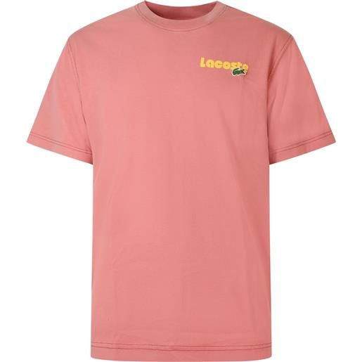 LACOSTE t-shirt rosa con mini logo laterale per uomo