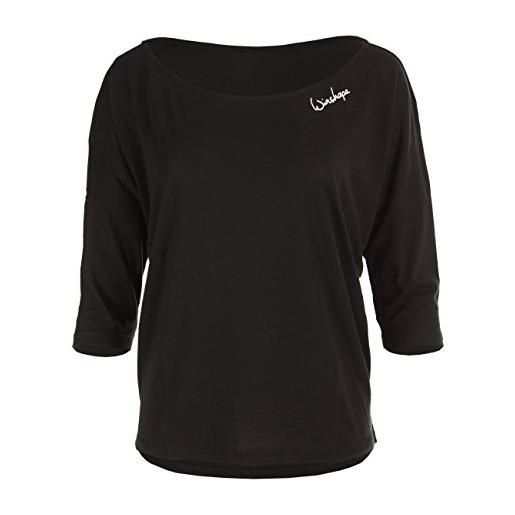 WINSHAPE mcs001-maglia da donna corte ultra leggera, maniche a 3/4, nero, s