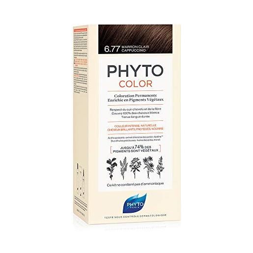 Phyto Phytocolor 6.77 marrone chiaro cappuccino colorazione permanente senza ammoniaca, 100 % copertura capelli bianchi