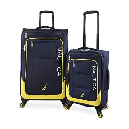 Nautica helios - set di 2 valigie softside, colore giallo navy, colore giallo navy, helios 2 pezzi, blu navy, giallo, helios - set di valigie softside 2 pezzi