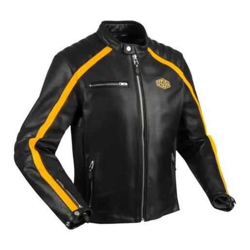 SEGURA, giacca da moto cuoio formula nero/giallo, xl