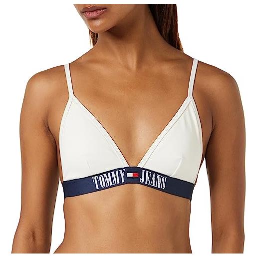 Tommy Hilfiger tommy jeans top bikini a triangolo donna imbottito, beige (ancient white), m