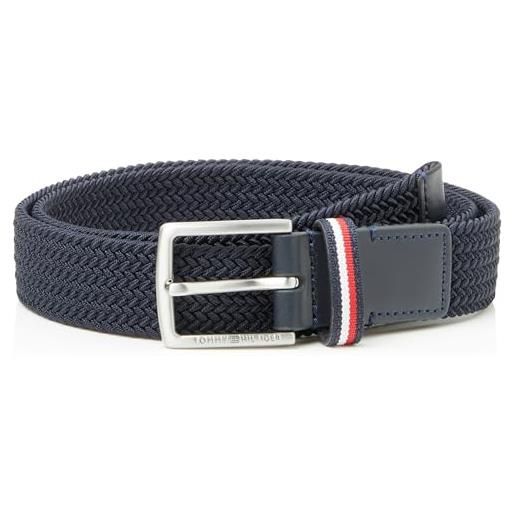 Tommy Hilfiger elasticated braided belt au0au01893 cinture, blu (space blue), l-xl unisex-bambini e ragazzi