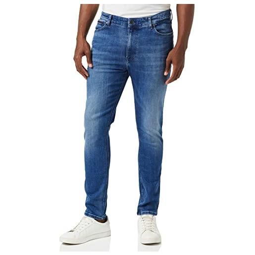 Tommy Jeans jeans uomo simon skinny elasticizzati, blu (dynamic jacob mid blue stretch), 27w / 34l