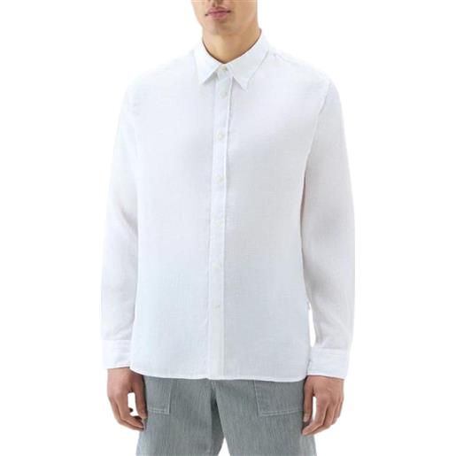 Woolrich camicia uomo in puro lino bianco / s