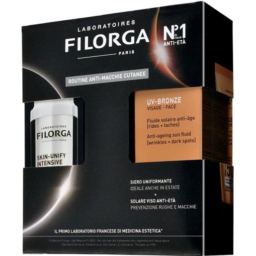 Filorga cofanetto solare skin-unify intensive siero uniformante + uv-bronze spf 50+ solare viso anti-età