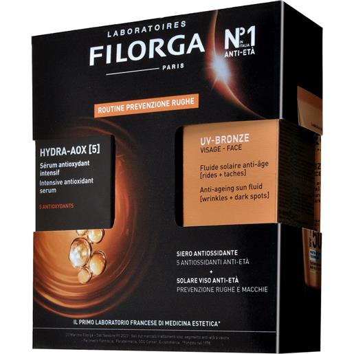 Filorga cofanetto solare hydra-aox siero antiossidante + uv-bronze spf 50+ solare viso anti-età