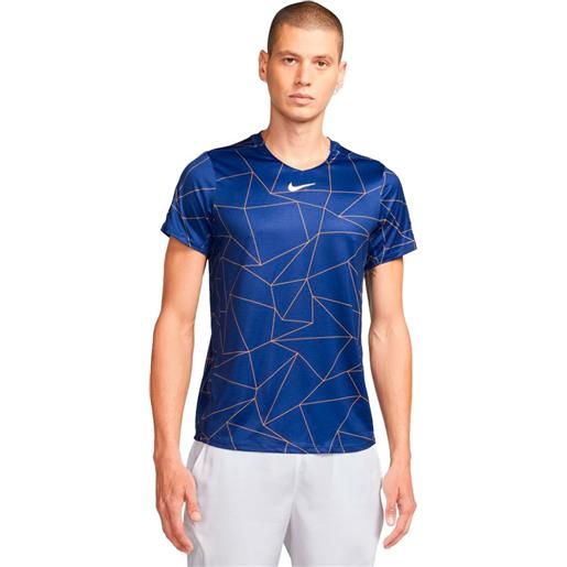 Nike court dri fit advantage printed short sleeve t-shirt blu s uomo