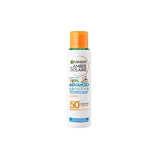 Garnier ambre solaire advanced sensitive kids ceramide protect spray aerosol anti-sabbia spf50+, 150 ml