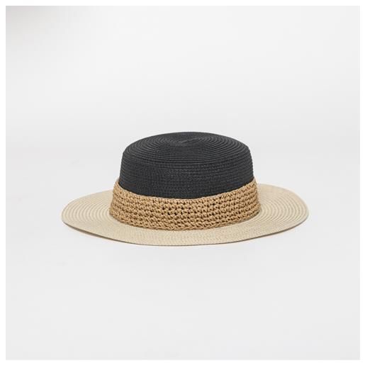 Mimi Mua cappello in straw paper bicolor nero/beige