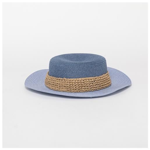 Mimi Mua cappello in straw paper bicolor blu/celeste