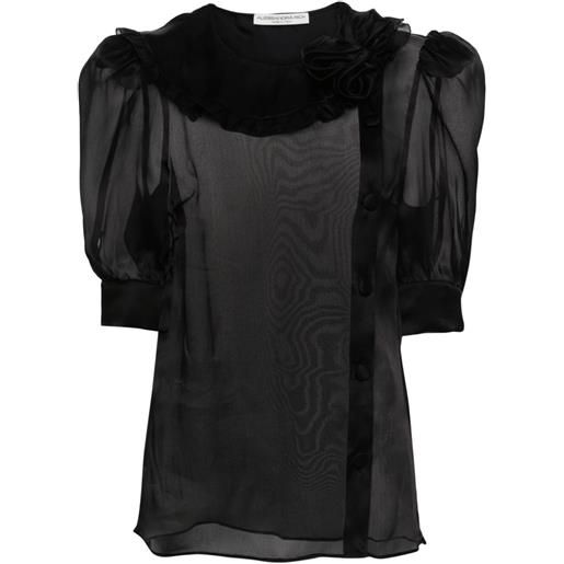 Alessandra Rich blusa semi trasparente - nero
