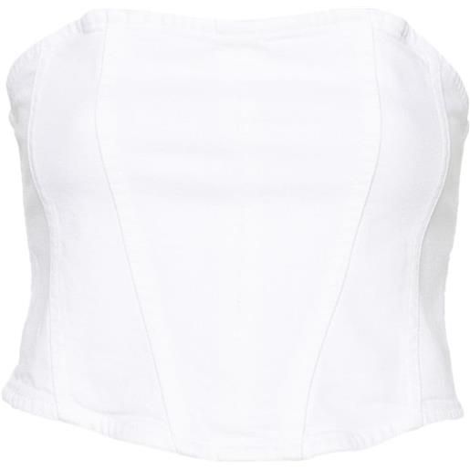 3x1 top corset denim crop - bianco