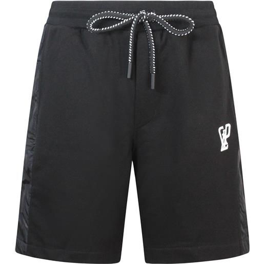 GAëLLE PARIS shorts neri con mini logo per uomo
