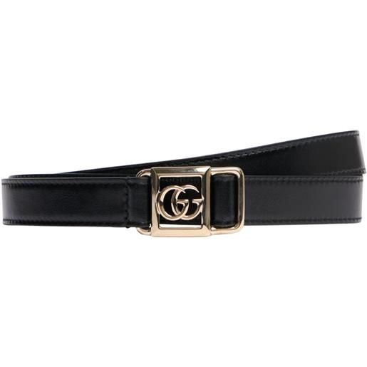 GUCCI 2cm leather tie belt w/ double g buckle