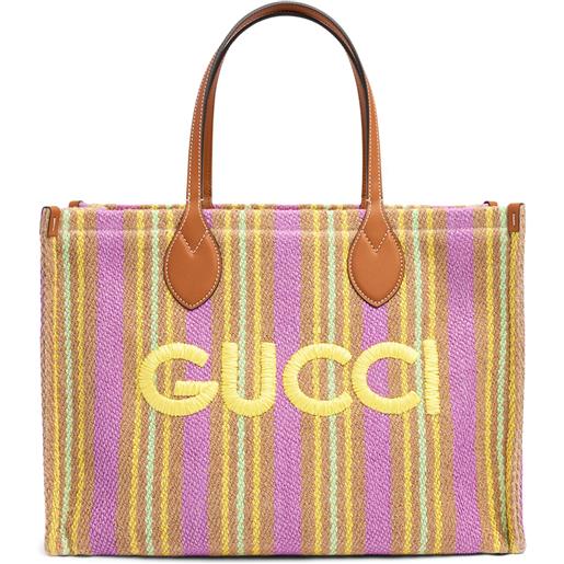 GUCCI borsa shopping media in tela con logo