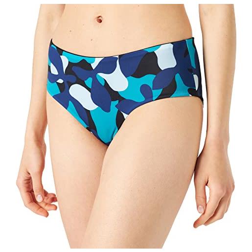 Sloggi shore flower horn mid waist, parte inferiore del bikini, donna, multicolore (blue dark combination), m
