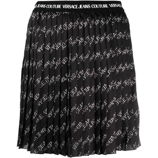 Versace Jeans Couture minigonna plissettata con stampa - nero