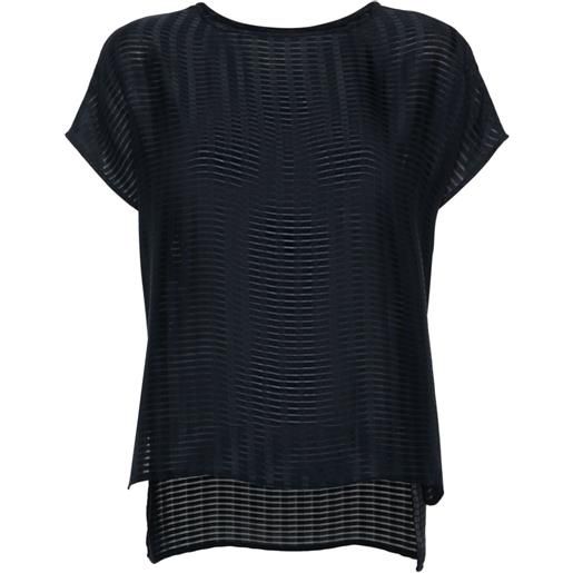 Emporio Armani t-shirt a righe con inserti semi trasparenti - blu