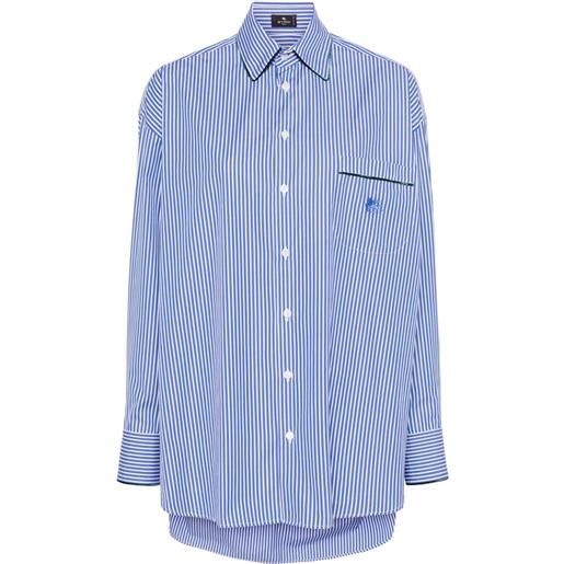 ETRO camicia a righe con ricamo logo - blu