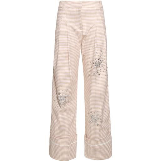DES PHEMMES embellished gingham print oversize pants