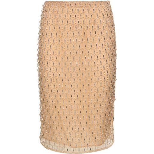 DES PHEMMES drops embroidery tulle midi skirt
