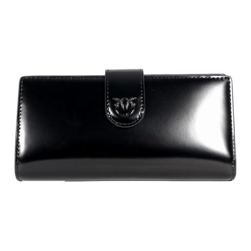 Pinko horizontal wallet pelle spazzolata lucida, accessori da viaggio-portafogli donna, z99b_nero limousine block color, 28